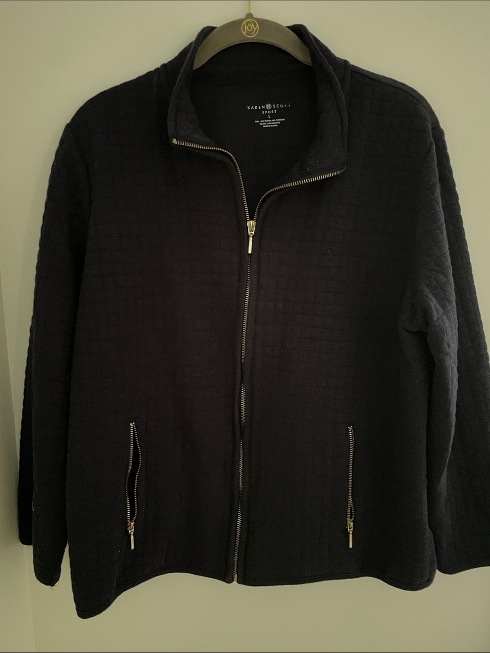 Karen Scott Black Quilted Lightweight Zip-Up Jacket